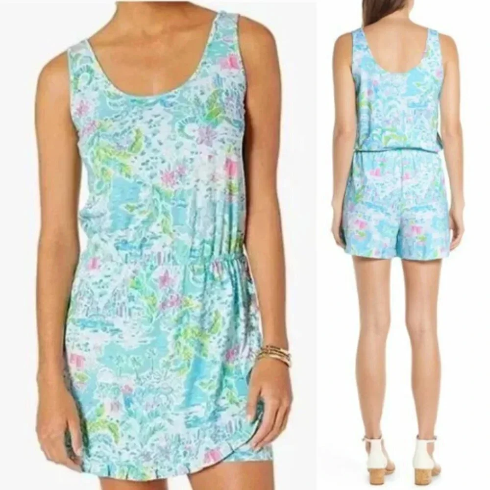 Lilly Pulitzer Analee Tropical Ruffle Romper What A Lovely Place 33087
